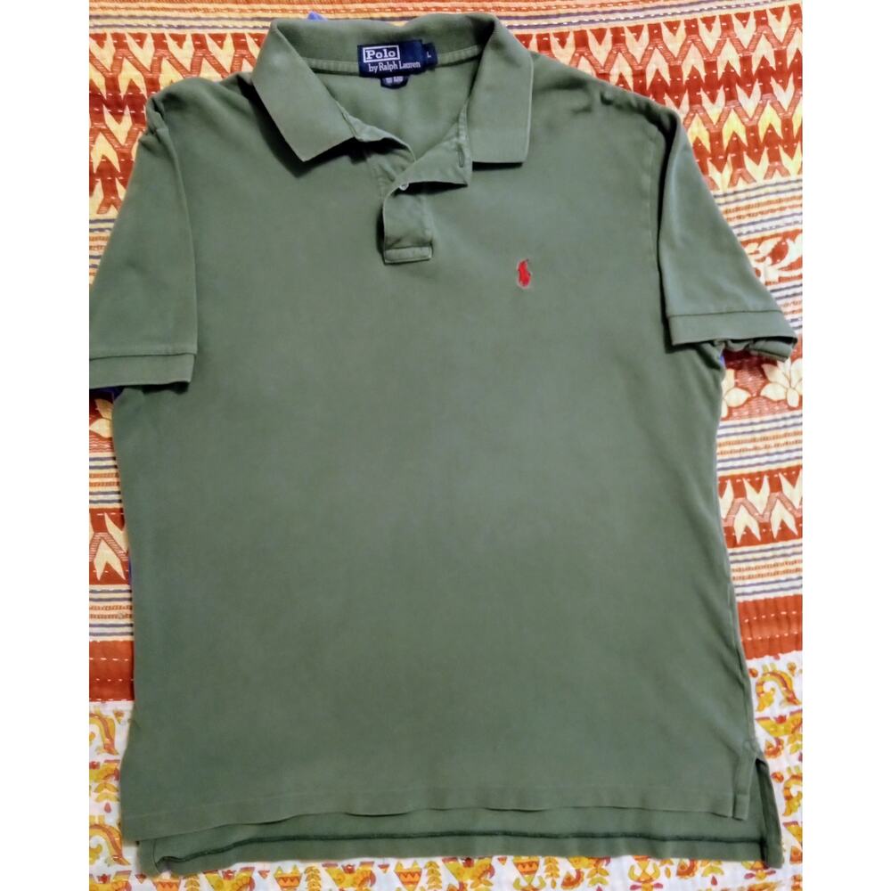 Polo Ralph Lauren Mens Shirt Olive Green SZ L | Classic Fit Cotton Preppy Y2K